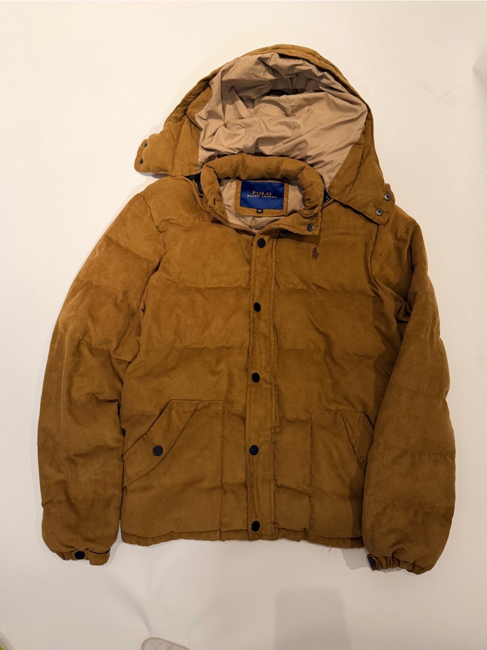 Polo Ralph Lauren Camel Brown Puffer Jacket Hooded XXL